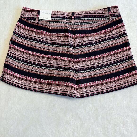 LOFT Jacquard Knit Riviera Shorts(2) Aztec Geometric Pattern Navy Pink Size 10 - Picture 9 of 16